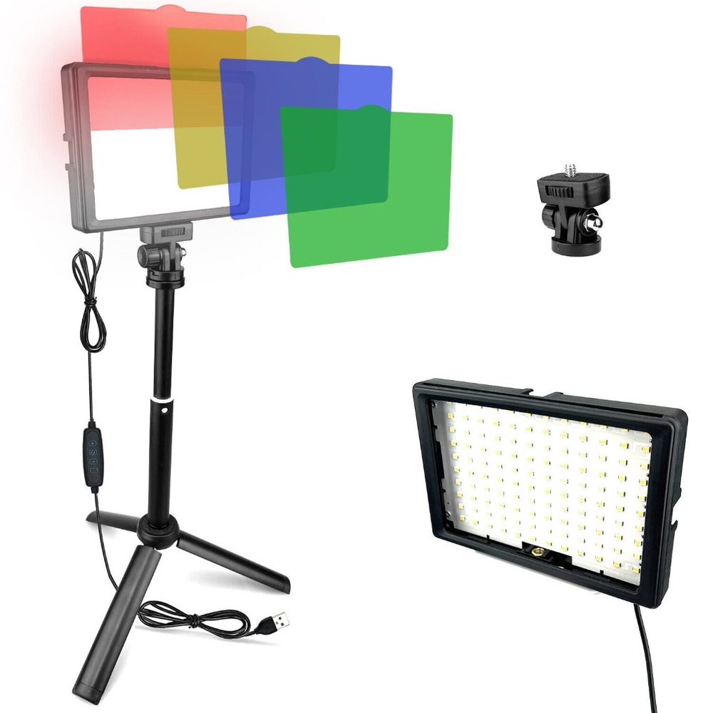 Acuvar 1-Pack Dimmable USB 120 LED Video Light with Adjustable Tripod Stand